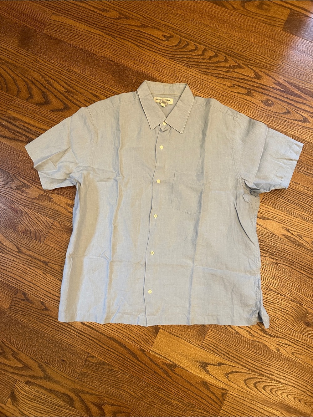 EUC Banana Republic Factory Light Blue Short-Sleeve Button-Down Linen Shirt; XXL
